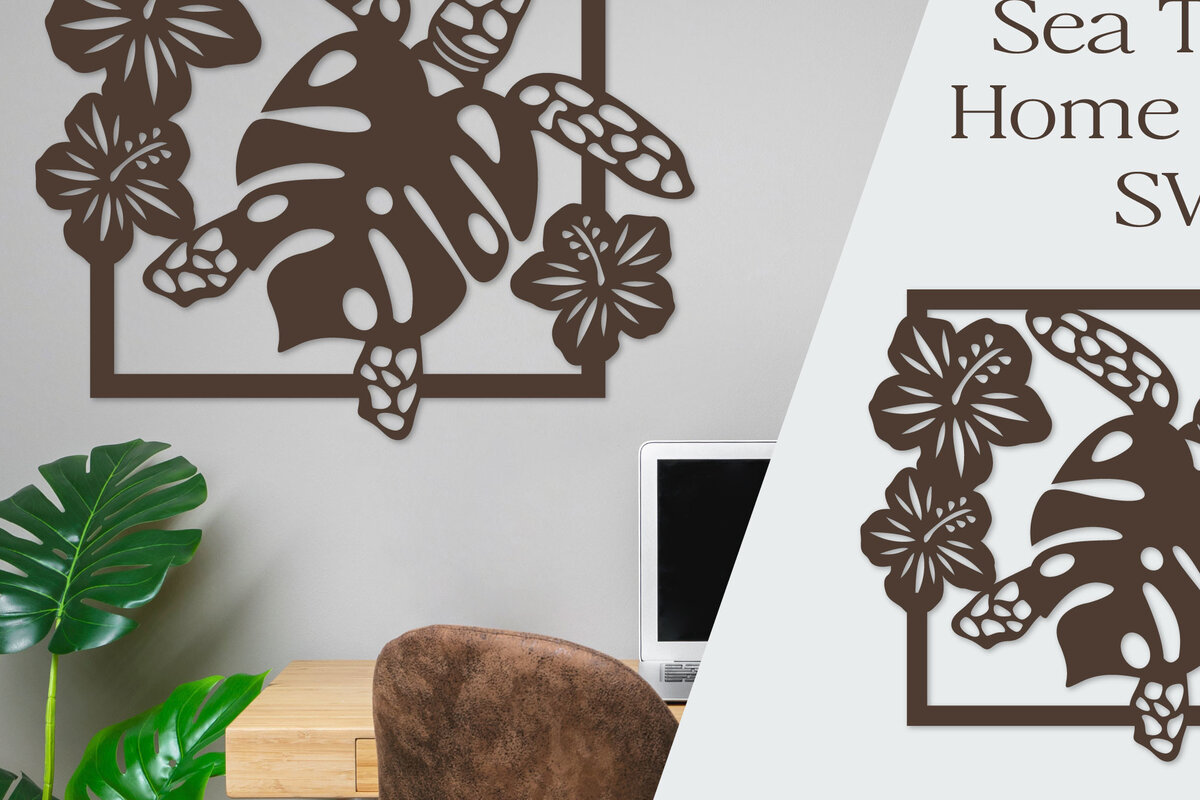 Σετ των 2 Intra απο ξύλο plywood 3mm-4mm πάχος – Διακόσμηση σπιτιού Sea Turtle I Sea Animals Δίασταση  20x20 cm INTRAFABR-74401705