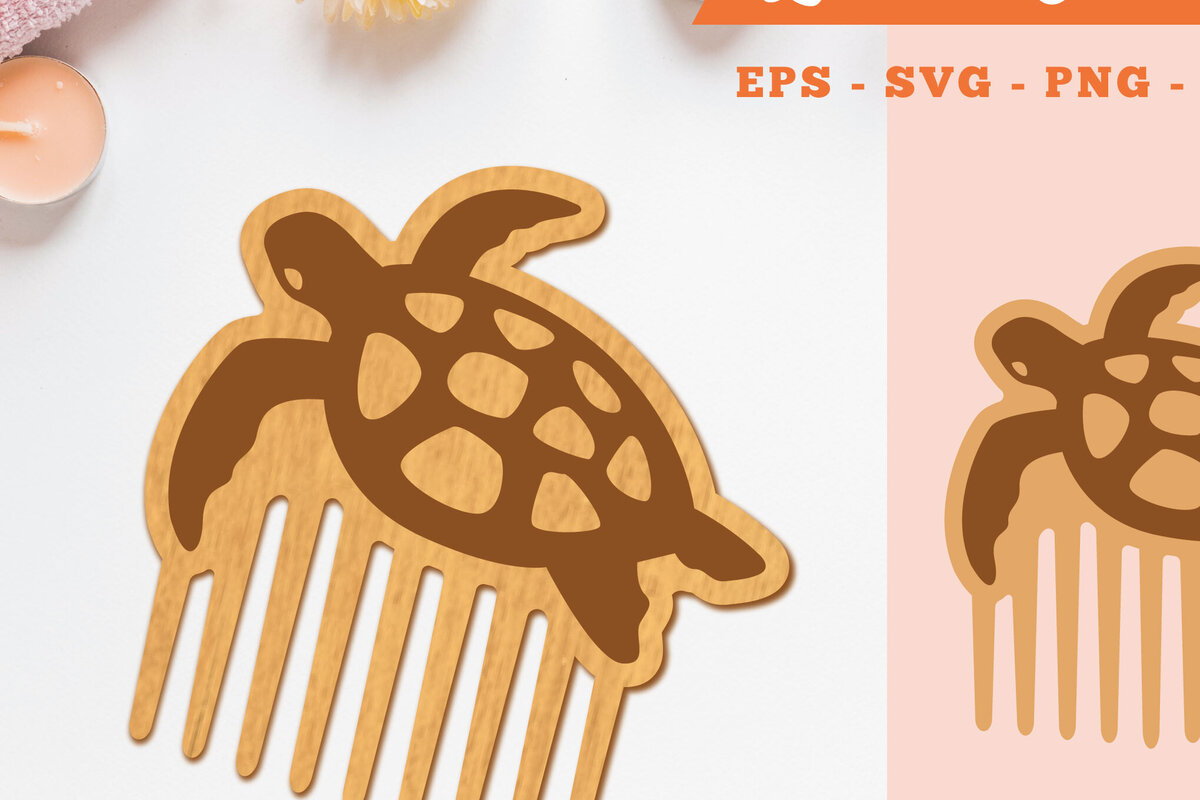 Σετ των 2 Intra απο ξύλο plywood 3mm-4mm πάχος – Χτένα κοπής λέιζερ θαλάσσιας χελώνας Δίασταση  20x20 cm INTRAFABR-105417902