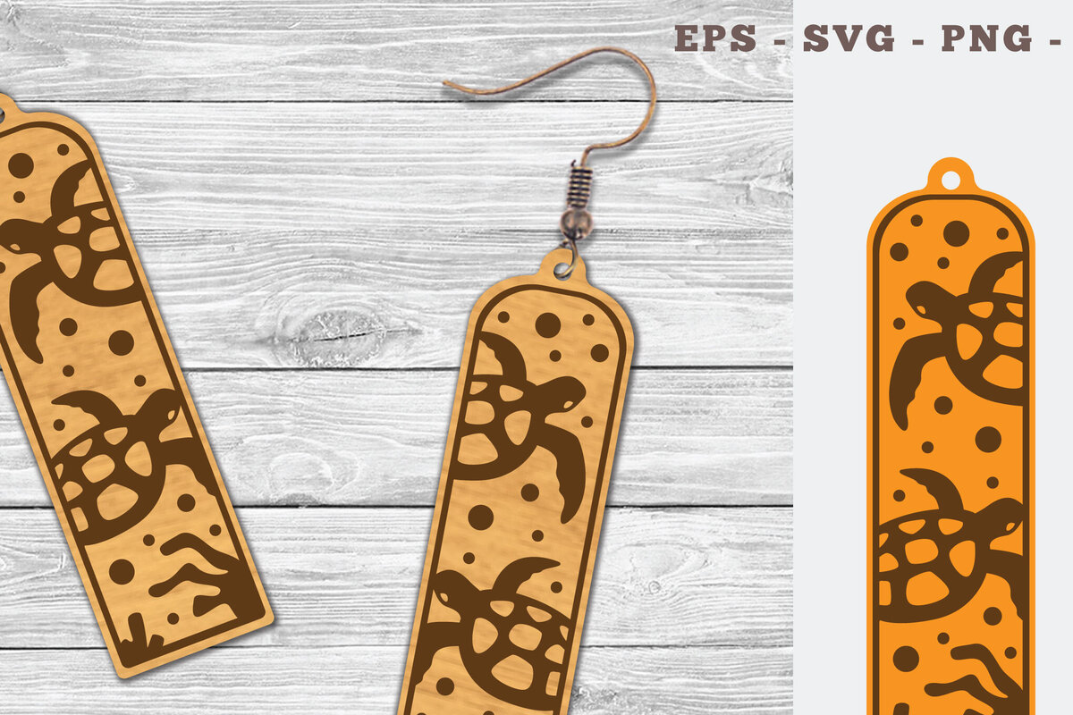 Σετ των 3 Intra απο ξύλο plywood 3mm-4mm πάχος – Σκουλαρίκια με λέιζερ Sea Turtle Δίασταση  5x5 cm INTRAFABR-103064821