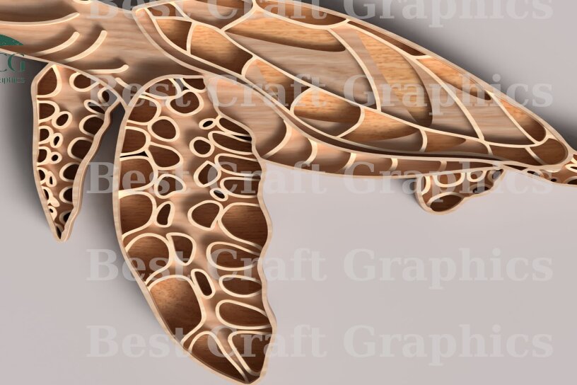 Σετ των 2 Intra απο ξύλο plywood 3mm-4mm πάχος – Επιγραφή Sea Turtle Wood, δώρο για τη μαμά Δίασταση  20x20 cm INTRAFABR-119170043