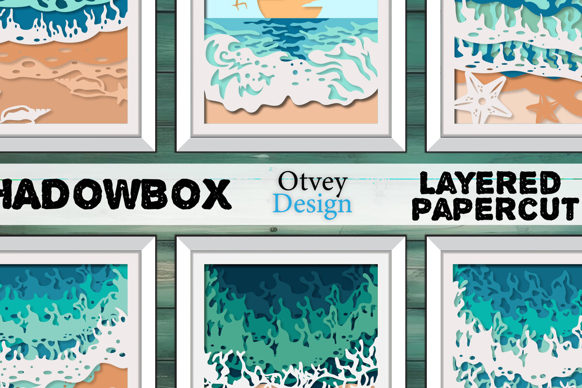 Σετ των 2 Intra απο ξύλο plywood 3mm-4mm πάχος – Sea Wave 3D Shadowbox Layered BNDLES Δίασταση  20x20 cm INTRAFABR-122010768