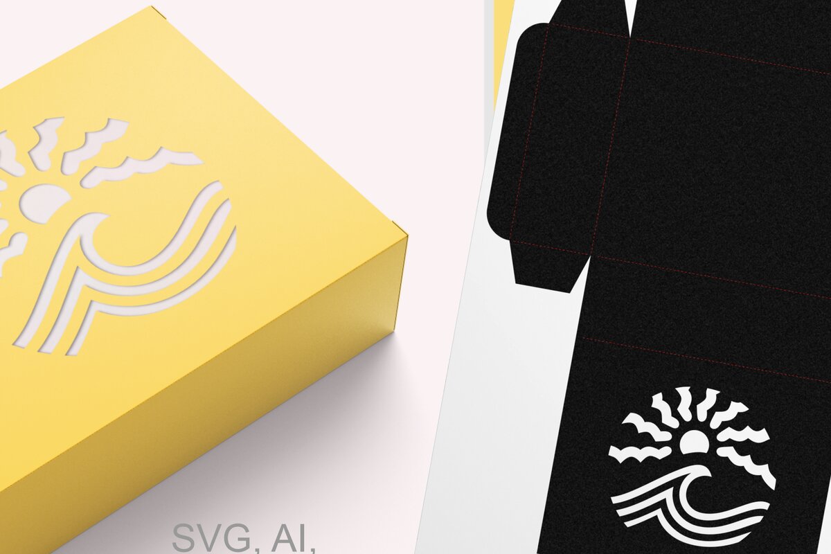 Σετ των 2 Intra απο ξύλο plywood 3mm-4mm πάχος – Παραλληλόγραμμο κουτί δώρου Sea Wave και Sun Δίασταση  20x20 cm INTRAFABR-123141598