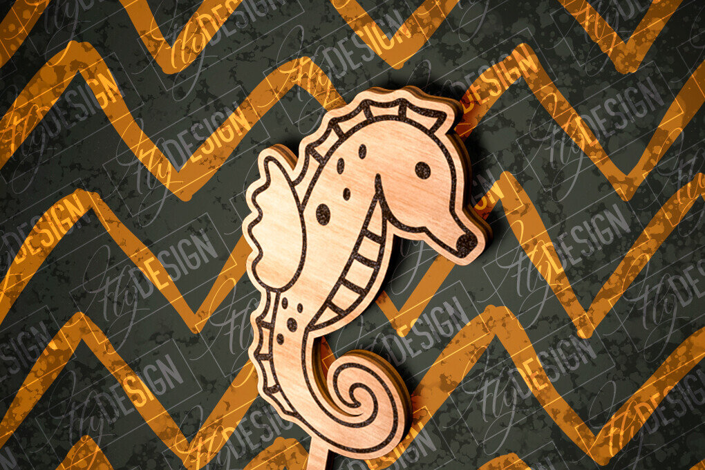 Σετ των 2 Intra απο ξύλο plywood 3mm-4mm πάχος – Seahorse Cake Topper  κοπής με λέιζερ Δίασταση  20x20 cm INTRAFABR-81268035