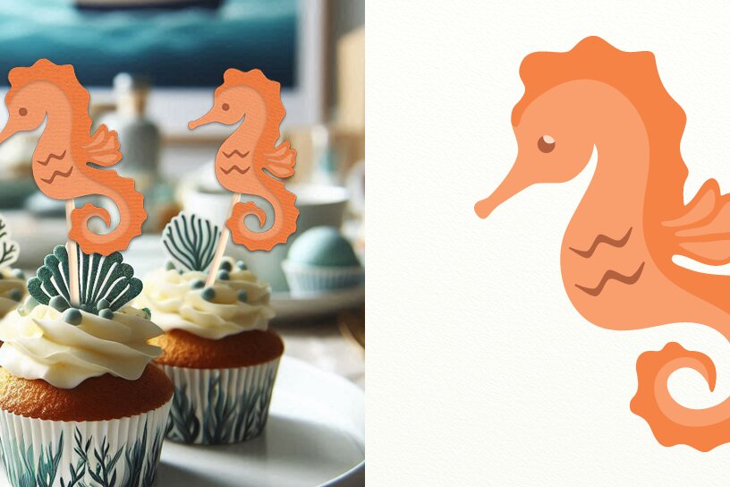 Σετ των 2 Intra απο ξύλο plywood 3mm-4mm πάχος – Αποκομμένο αρχείο Seahorse Kids Party Layered Δίασταση  20x20 cm INTRAFABR-99887343