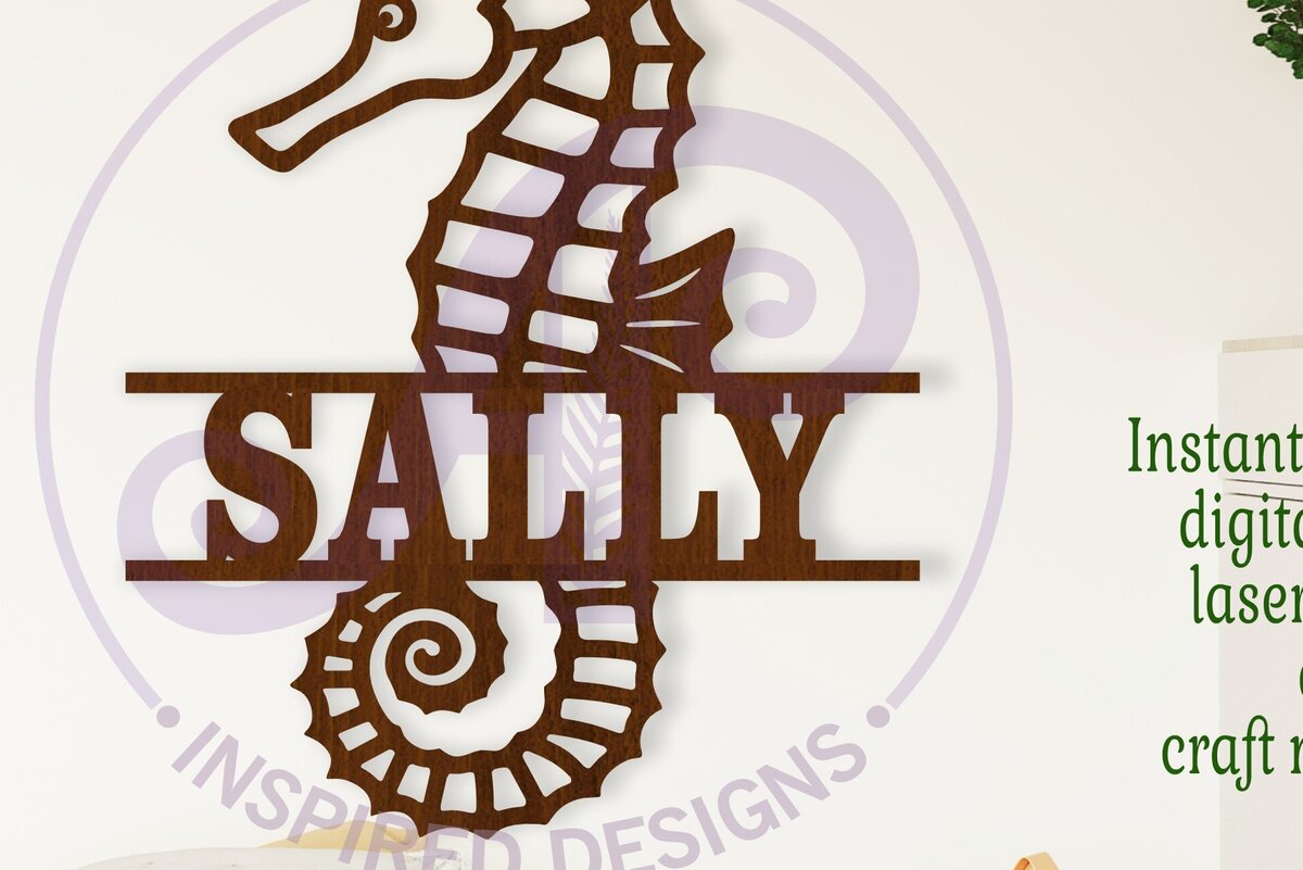 Σετ των 2 Intra απο ξύλο plywood 3mm-4mm πάχος – Αρχείο κοπής με λέιζερ Sin Name Seahorse Δίασταση  20x20 cm INTRAFABR-112346769