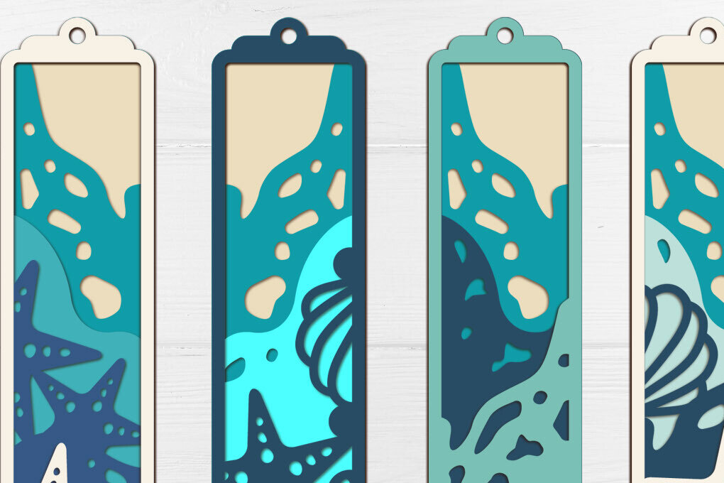 Σετ των 2 Intra απο ξύλο plywood 3mm-4mm πάχος – Seashall Bookmarks, 3d Summer Set Δίασταση  20x20 cm INTRAFABR-125108812