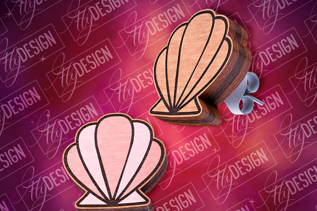 Σετ των 3 Intra απο ξύλο plywood 3mm-4mm πάχος – Seashe Stud Earrings| Αρχείο CNC Δίασταση  5x5 cm INTRAFABR-84106124