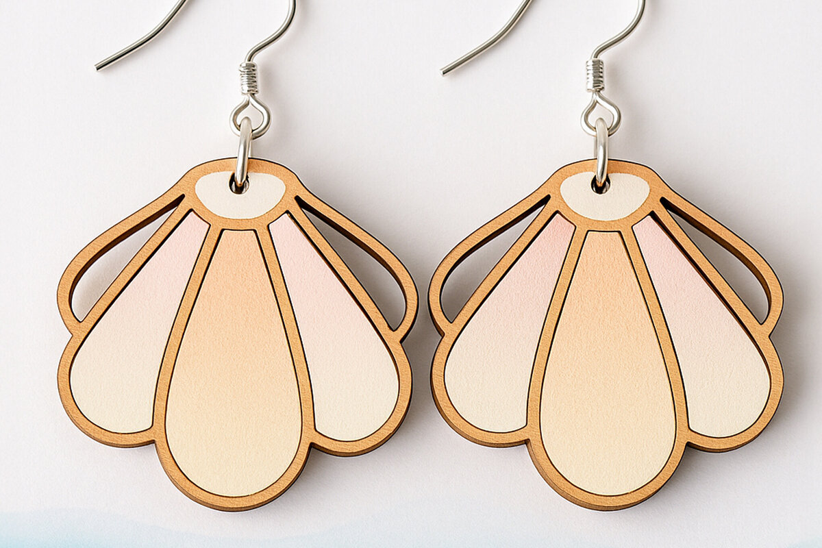 Σετ των 3 Intra απο ξύλο plywood 3mm-4mm πάχος – Σκουλαρίκια Seashell Cut Laser Δίασταση  5x5 cm INTRAFABR-123757305