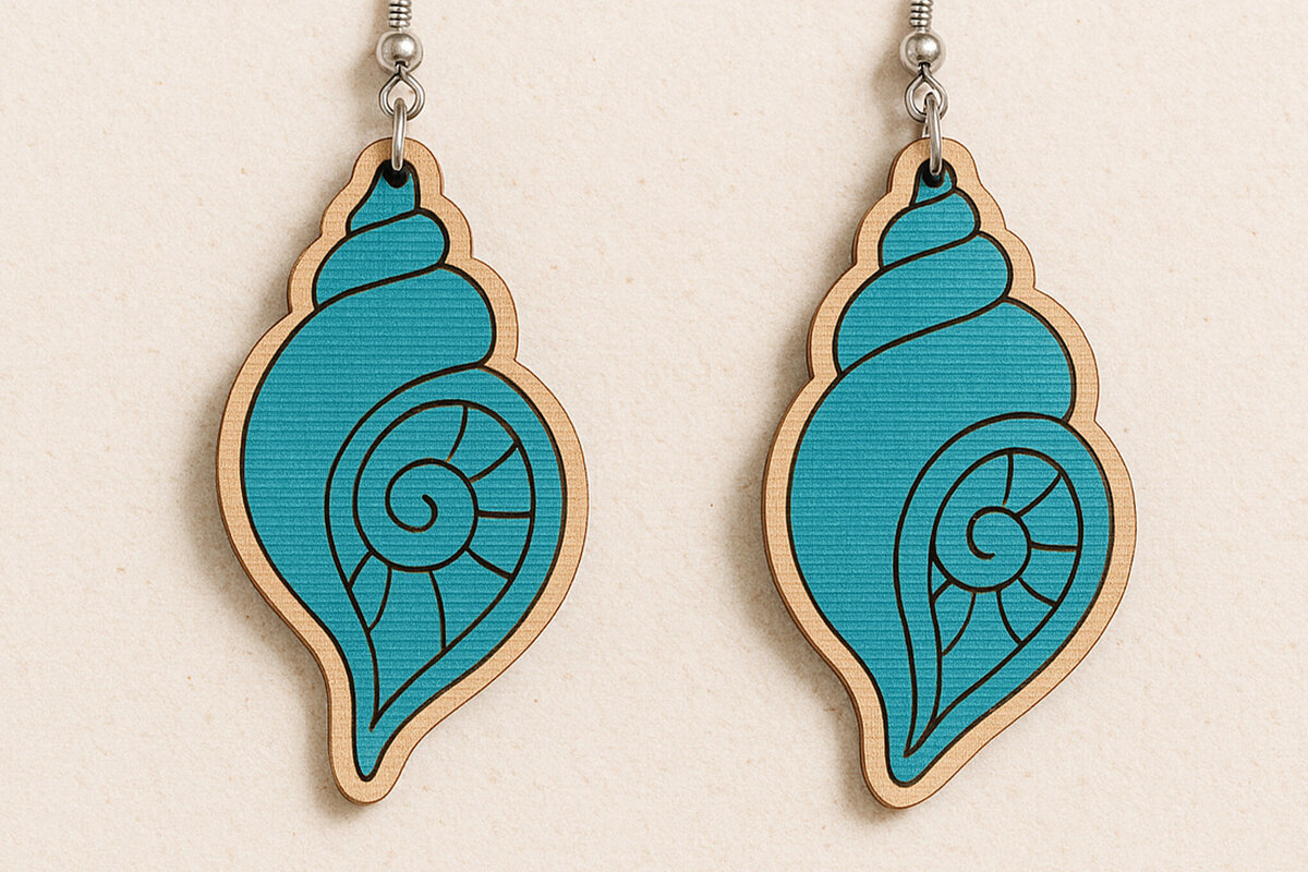 Σετ των 3 Intra απο ξύλο plywood 3mm-4mm πάχος – Σκουλαρίκια Seashell Cut Laser Δίασταση  5x5 cm INTRAFABR-120914729