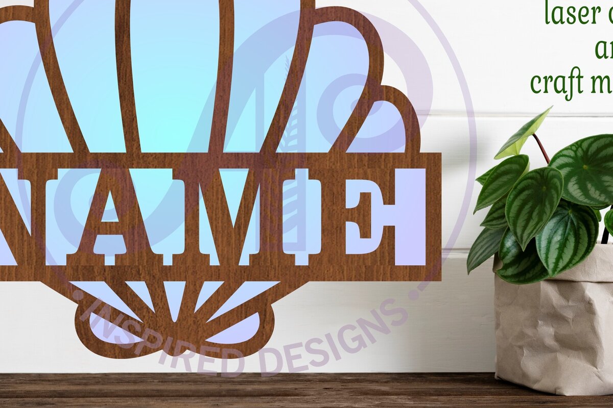 Σετ των 2 Intra απο ξύλο plywood 3mm-4mm πάχος – Σημάδι ονόματος Seashell Δίασταση  20x20 cm INTRAFABR-98824636