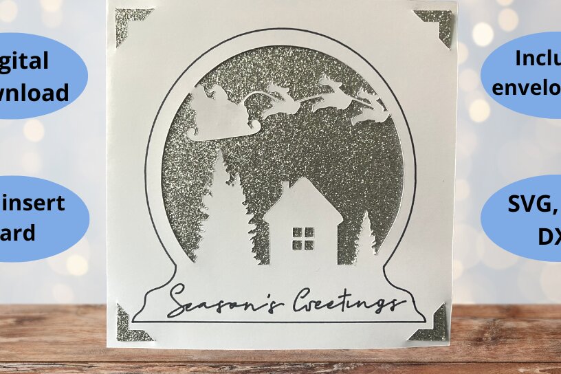 Σετ των 2 Intra απο ξύλο plywood 3mm-4mm πάχος – Χαιρετισμοί σεζόν Snow Globe Card Δίασταση  20x20 cm INTRAFABR-77340995