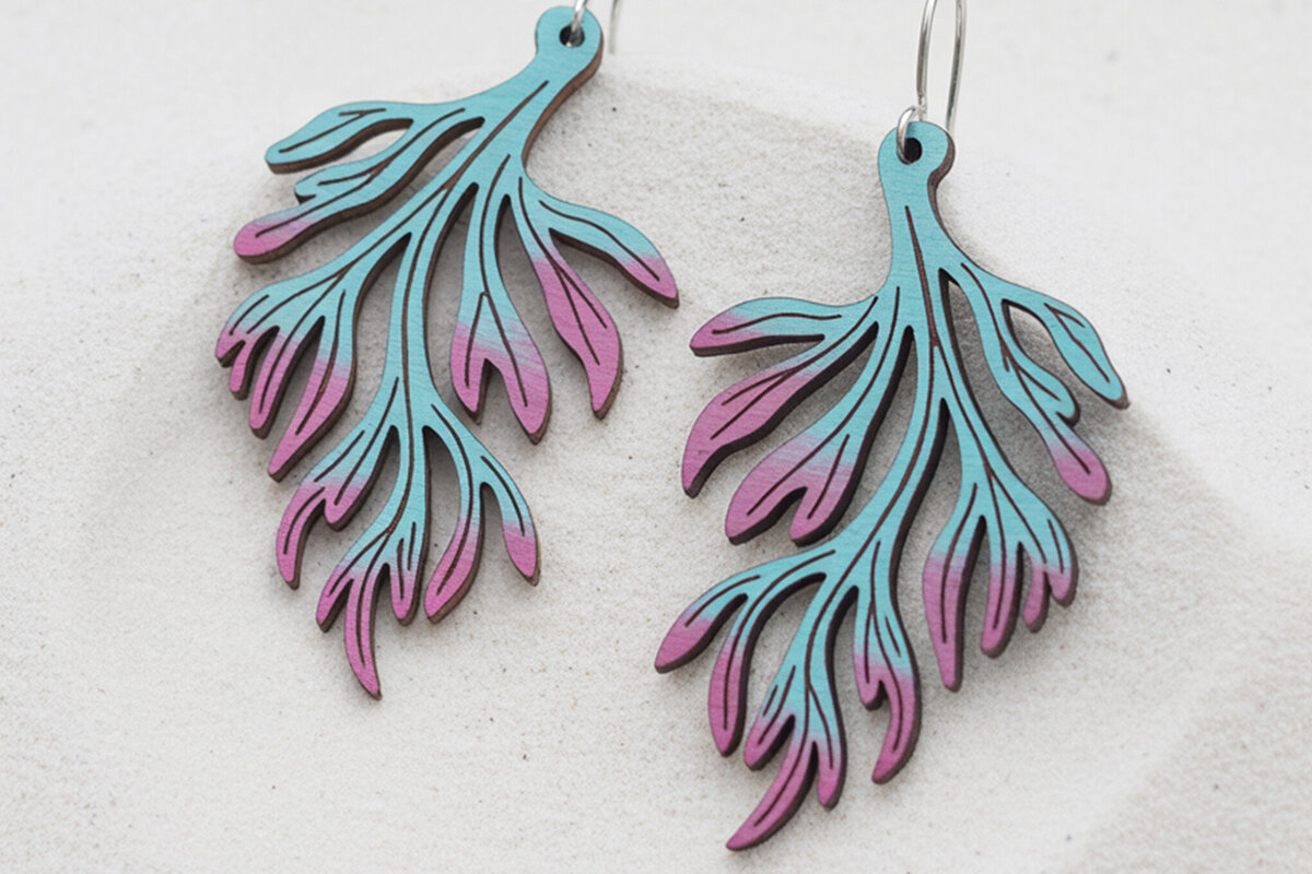 Σετ των 3 Intra απο ξύλο plywood 3mm-4mm πάχος – Αρχείο με φύλλα σκουλαρίκια από φύκια Δίασταση  5x5 cm INTRAFABR-121577137