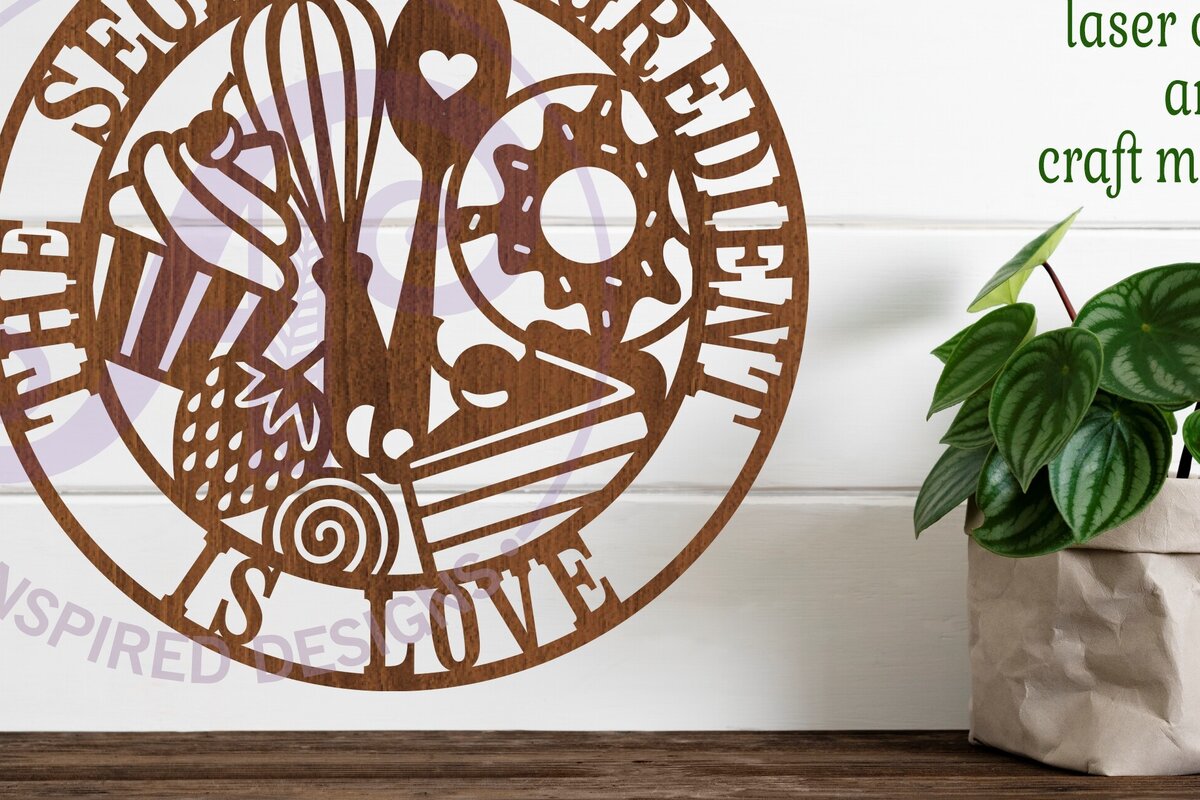 Σετ των 2 Intra απο ξύλο plywood 3mm-4mm πάχος – Επιτοίχια επιγραφή Secret Ingredient Baking, Δίασταση  20x20 cm INTRAFABR-81369094