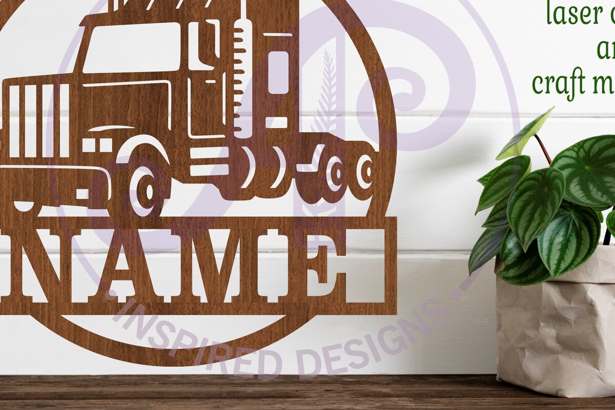 Σετ των 2 Intra απο ξύλο plywood 3mm-4mm πάχος – Σημάδι ονόματος ημιφορτηγού Laser Δίασταση  20x20 cm INTRAFABR-100978268