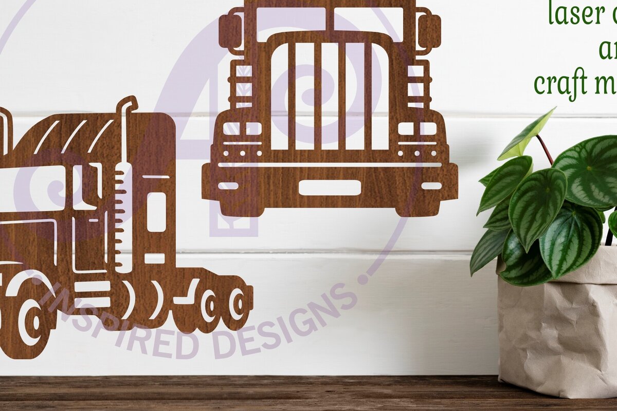 Σετ των 2 Intra απο ξύλο plywood 3mm-4mm πάχος – Αρχείο σχεδίασης ημι-φορτηγού επιτοίχιας πινακίδας. Δίασταση  20x20 cm INTRAFABR-101719538