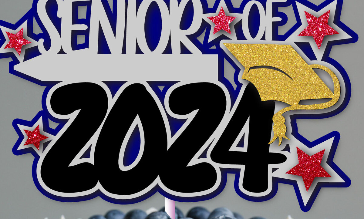 Σετ των 2 Intra απο ξύλο plywood 3mm-4mm πάχος – Senior 2024 Cake Topper Δίασταση  20x20 cm INTRAFABR-103154519