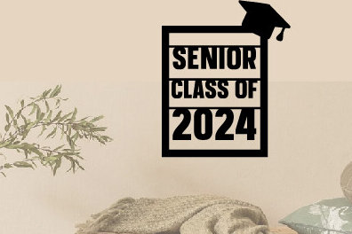 Σετ των 2 Intra απο ξύλο plywood 3mm-4mm πάχος – Senior Class του 2024 Metal Δίασταση  20x20 cm INTRAFABR-87326413