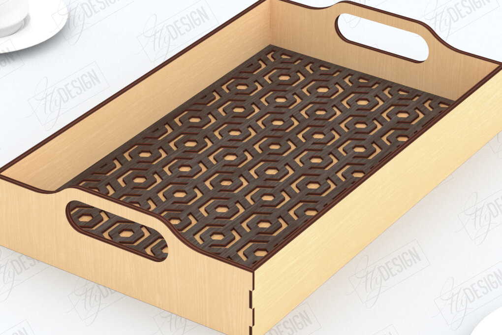 Σετ των 2 Intra απο ξύλο plywood 3mm-4mm πάχος – Δίσκος σερβιρίσματος | Δίσκος ορεκτικών για σνακ |CNC Δίασταση  20x20 cm INTRAFABR-119310549