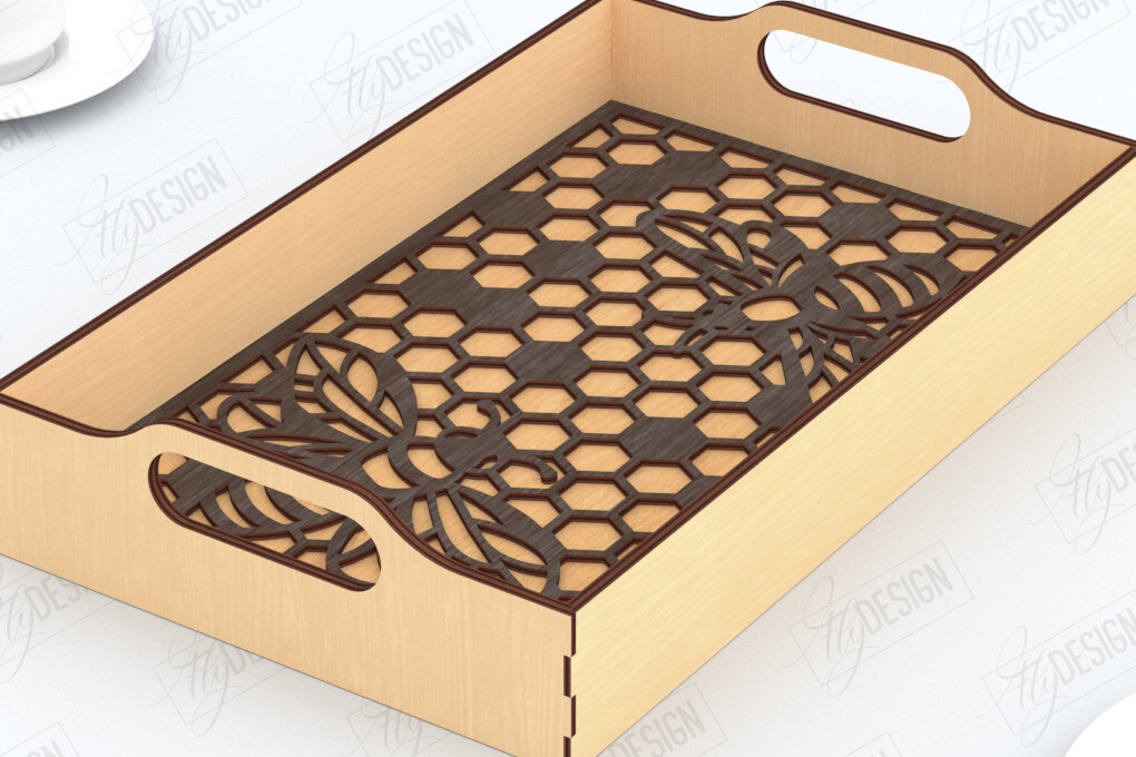 Σετ των 2 Intra απο ξύλο plywood 3mm-4mm πάχος – Δίσκος σερβιρίσματος | Δίσκος ορεκτικών για σνακ |CNC Δίασταση  20x20 cm INTRAFABR-119601003