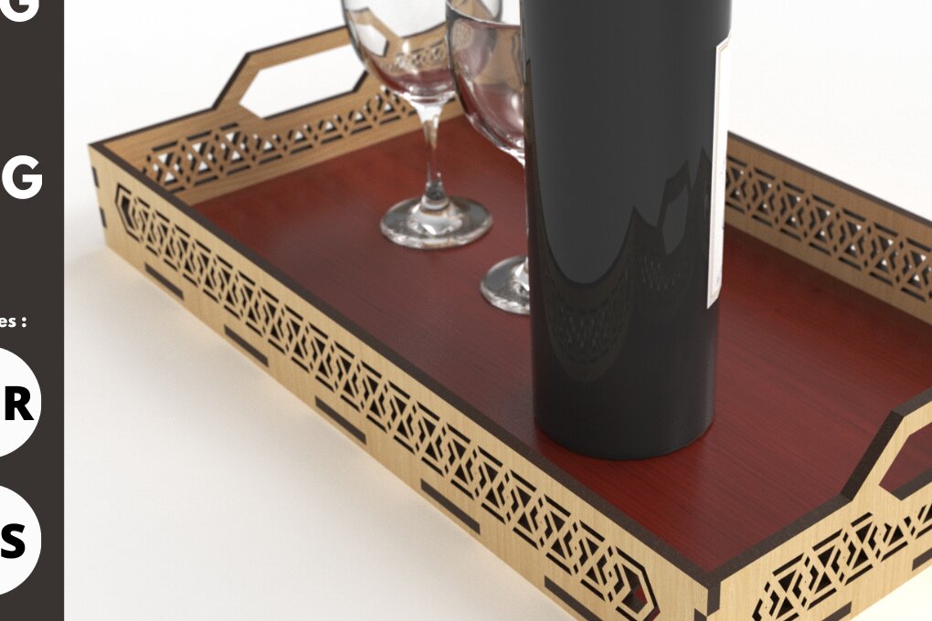 Σετ των 2 Intra απο ξύλο plywood 3mm-4mm πάχος – Δίσκοι σερβιρίσματος με λαβή, Δίασταση  20x20 cm INTRAFABR-81946448