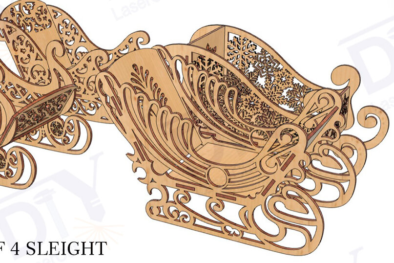 Σετ των 2 Intra απο ξύλο plywood 3mm-4mm πάχος – Σετ 4 DIY χριστουγεννιάτικο πιάτο με έλκηθρο Δίασταση  20x20 cm INTRAFABR-111860642