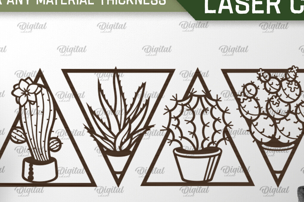 Σετ των 2 Intra απο ξύλο plywood 3mm-4mm πάχος – Σετ 4 φυτών. Διακόσμηση τοίχου Δίασταση  40x30 cm INTRAFABR-92639602