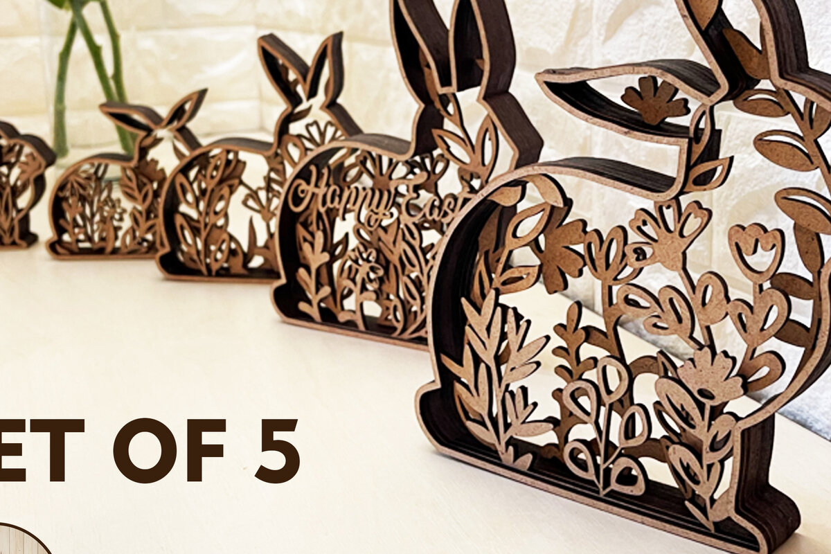 Σετ των 2 Intra απο ξύλο plywood 3mm-4mm πάχος – ΣΕΤ 5 ΠΑΣΧΑΛΙΝΑ ΚΟΥΝΕΛΛΙΑ κομμένα σχέδια Δίασταση  20x20 cm INTRAFABR-24595393