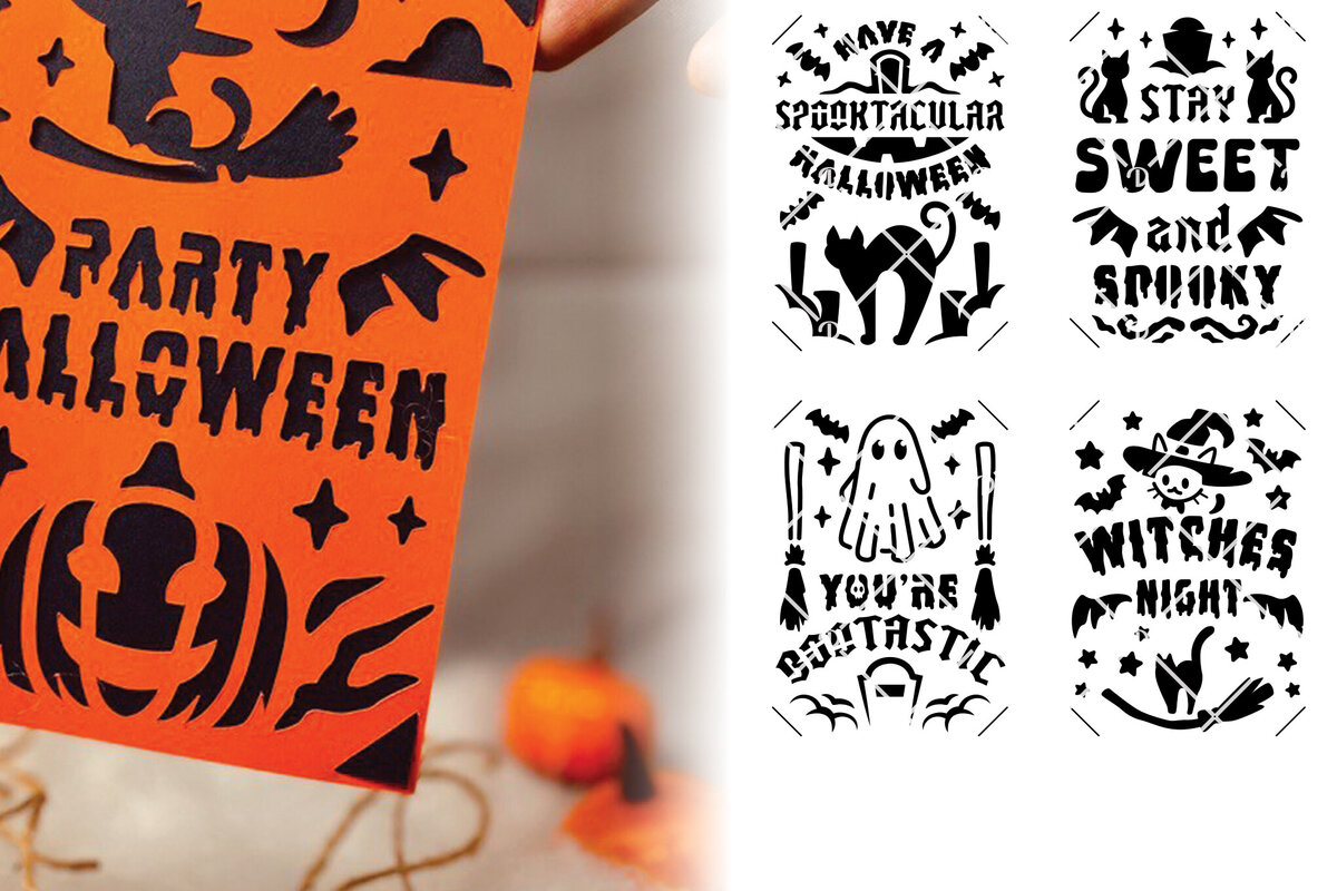 Σετ των 2 Intra απο ξύλο plywood 3mm-4mm πάχος – Σετ 6 αποκριάτικων καρτών – Halloween Δίασταση  20x20 cm INTRAFABR-107345353