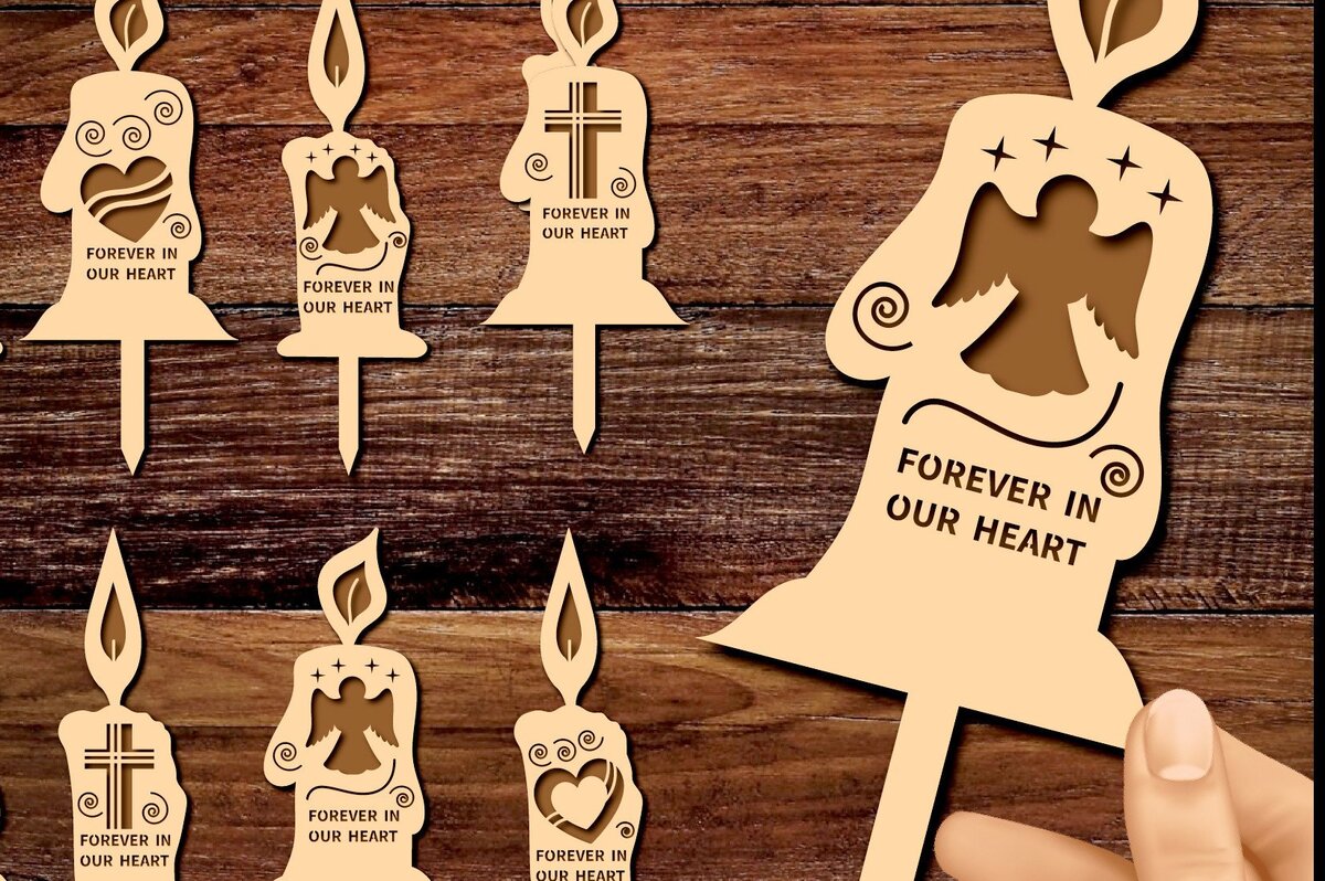 Σετ των 2 Intra απο ξύλο plywood 3mm-4mm πάχος – Σετ 8 Grave Candles Ξύλινα κομμένα Laser Δίασταση  20x20 cm INTRAFABR-45698719