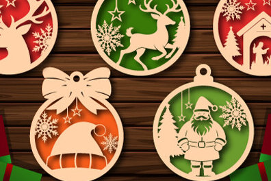 Σετ των 2 Intra απο ξύλο plywood 3mm-4mm πάχος – Σετ χριστουγεννιάτικα παιχνίδια, χριστουγεννιάτικες μπάλες Δίασταση  20x20 cm INTRAFABR-107779129