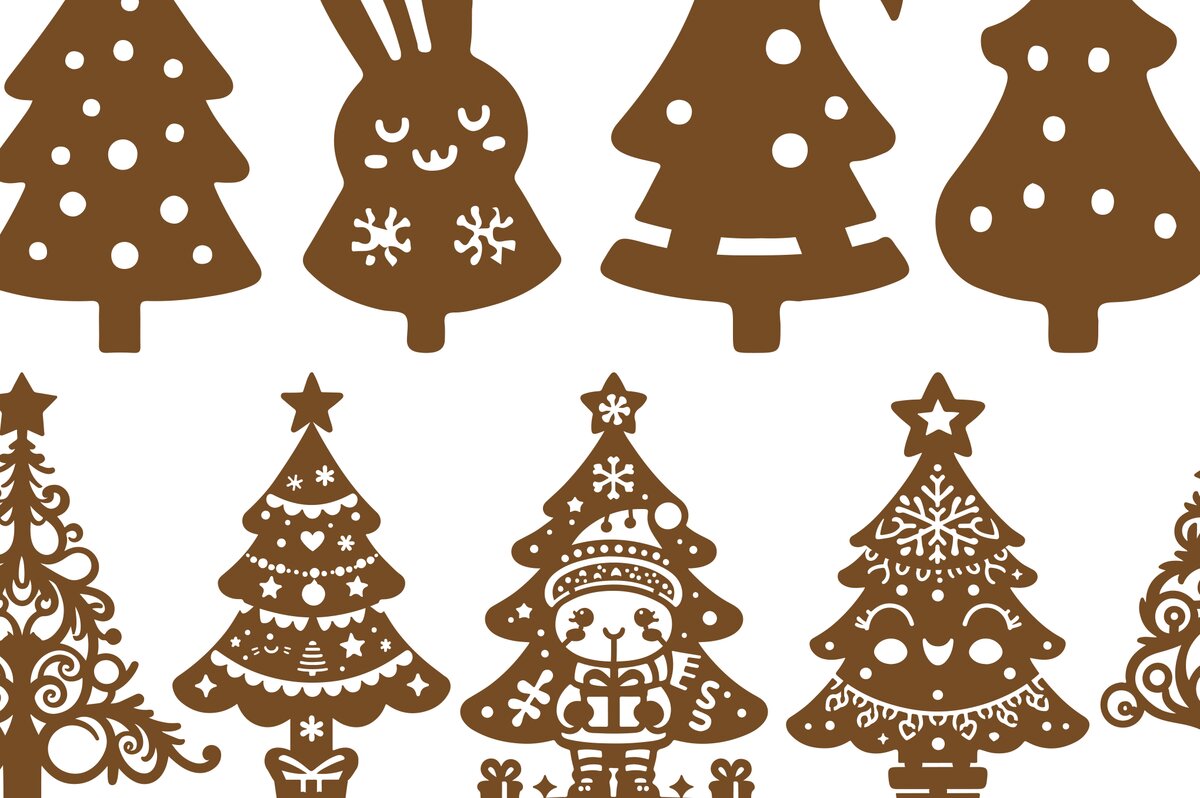 Σετ των 2 Intra απο ξύλο plywood 3mm-4mm πάχος – Σετ Χριστουγεννιάτικο Δέντρο Δίασταση  20x20 cm INTRAFABR-101512988