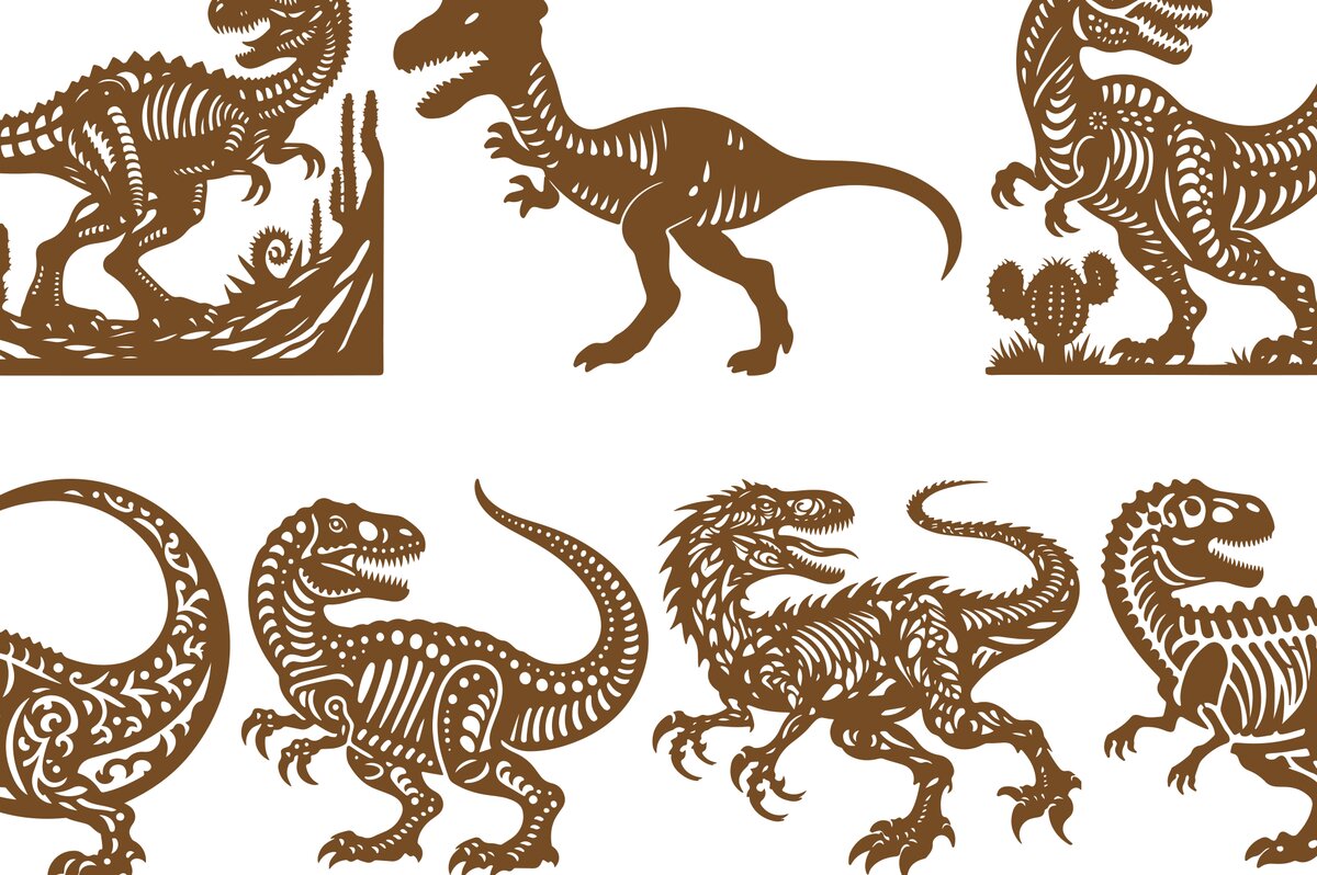 Σετ των 2 Intra απο ξύλο plywood 3mm-4mm πάχος – Σετ Dinosaur Δίασταση  20x20 cm INTRAFABR-100195298