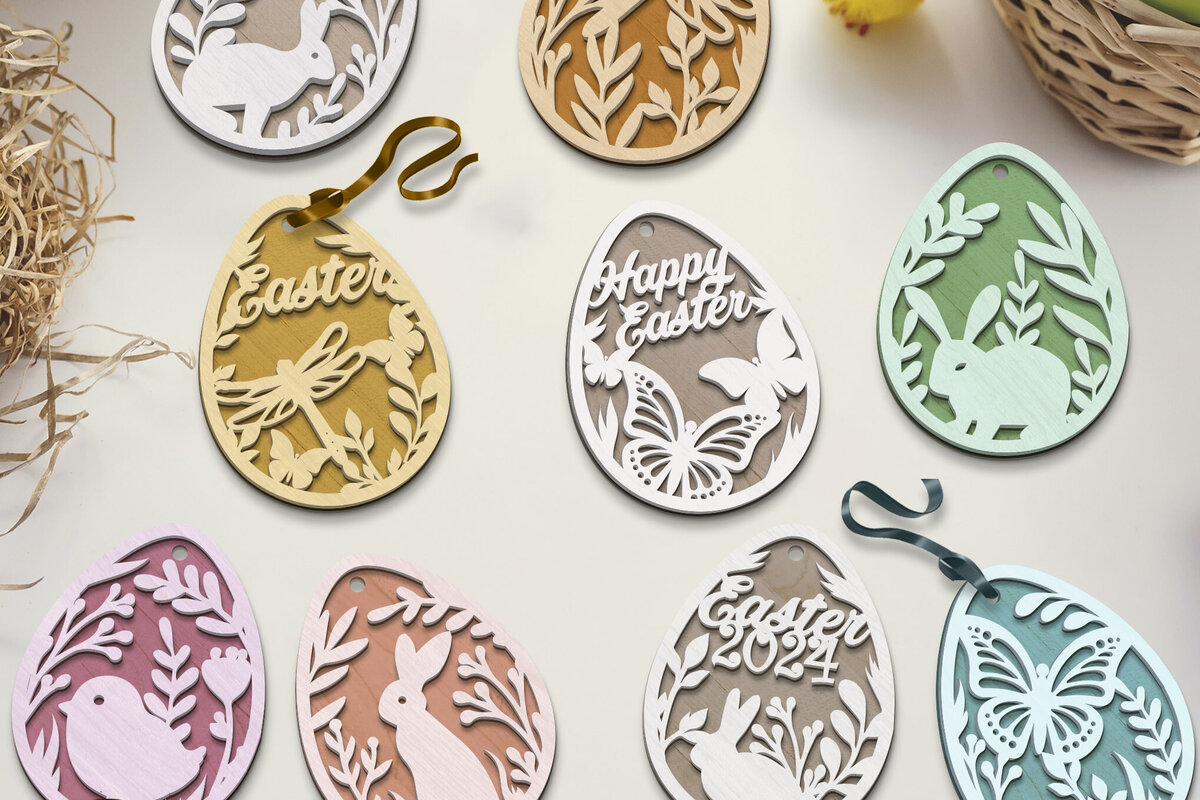 Σετ των 2 Intra απο ξύλο plywood 3mm-4mm πάχος – Σετ Πασχαλινές Διακοσμητικές Ετικέτες Δίασταση  20x20 cm INTRAFABR-115597257