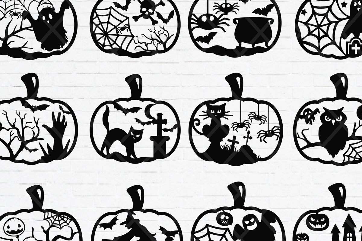 Σετ των 2 Intra απο ξύλο plywood 3mm-4mm πάχος – Σετ από αποκριάτικες κολοκύθες κομμένα αρχεία με λέιζερ Δίασταση  20x20 cm INTRAFABR-77362350