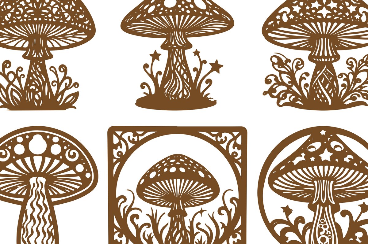 Σετ των 2 Intra απο ξύλο plywood 3mm-4mm πάχος – Σετ Magic Mushroom Δίασταση  20x20 cm INTRAFABR-100941553