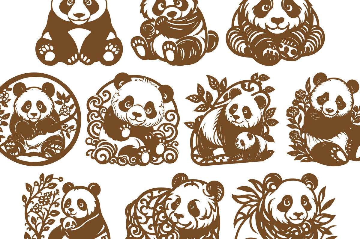 Σετ των 2 Intra απο ξύλο plywood 3mm-4mm πάχος – Σετ Panda Design Δίασταση  40x30 cm INTRAFABR-102006223