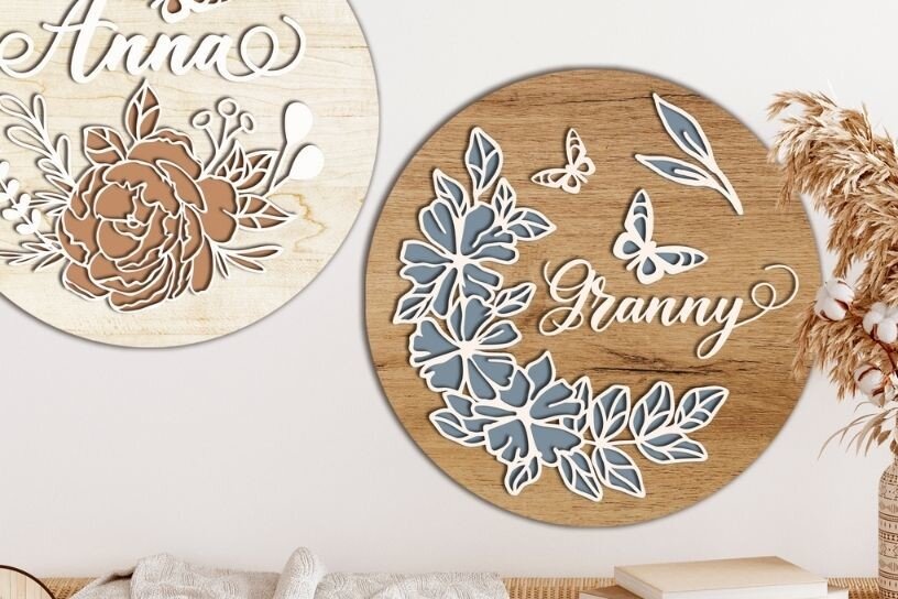 Σετ των 2 Intra απο ξύλο plywood 3mm-4mm πάχος – Σύνολο σημαδιών Δίασταση  20x20 cm INTRAFABR-30000185