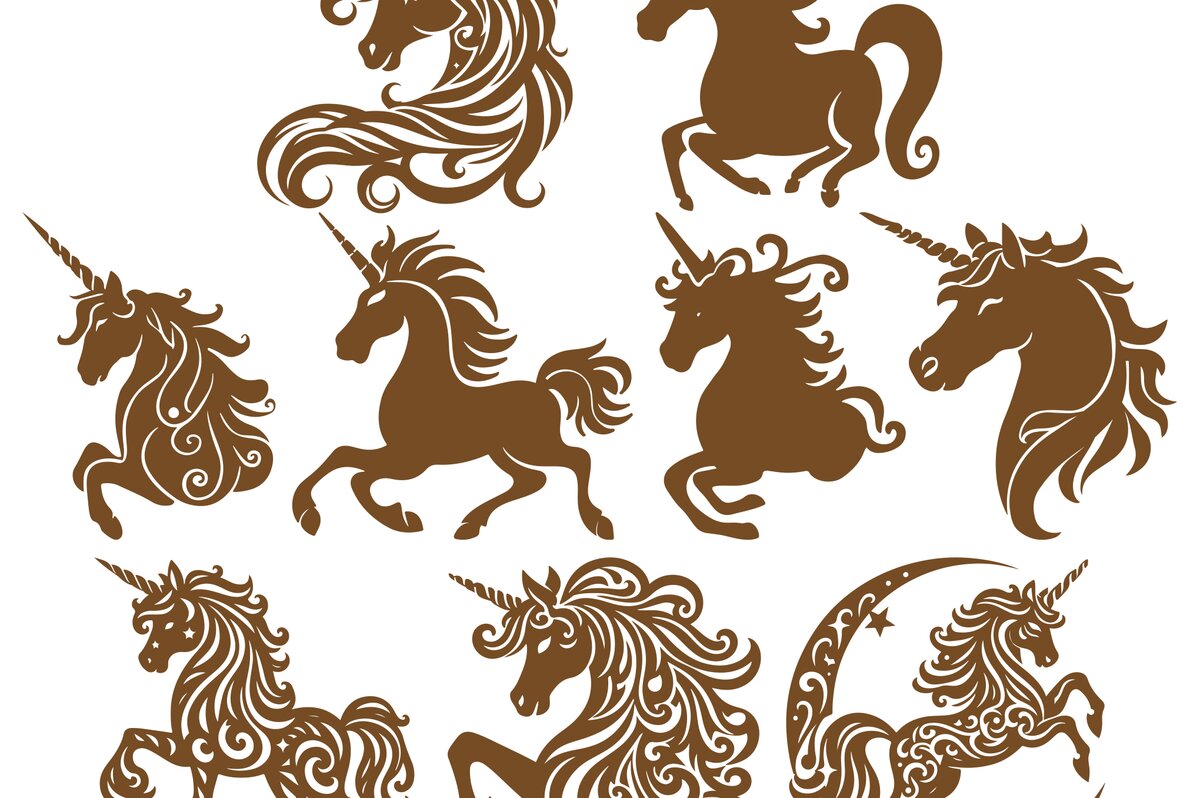 Σετ των 2 Intra απο ξύλο plywood 3mm-4mm πάχος – Σετ Unicorn Silhouette Δίασταση  20x20 cm INTRAFABR-101513368