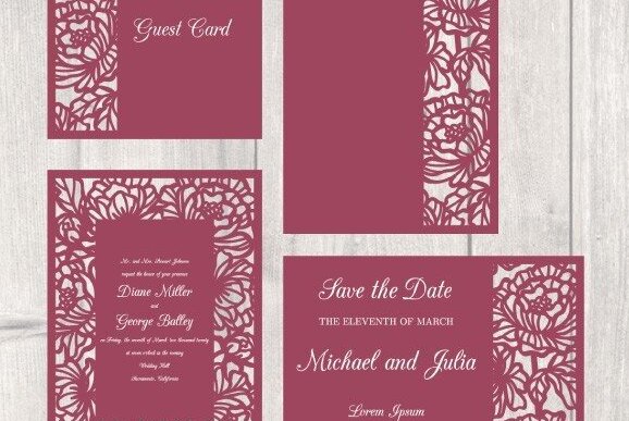 Σετ των 2 Intra απο ξύλο plywood 3mm-4mm πάχος – Σετ Κάρτα Γάμου Προσκλητήριο Παιώνιες Δίασταση  20x20 cm INTRAFABR-32662323