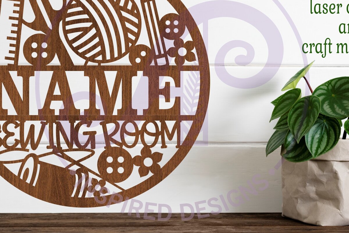 Σετ των 2 Intra απο ξύλο plywood 3mm-4mm πάχος – Πινακίδα ονόματος δωματίου ραπτικής Δίασταση  20x20 cm INTRAFABR-84562990