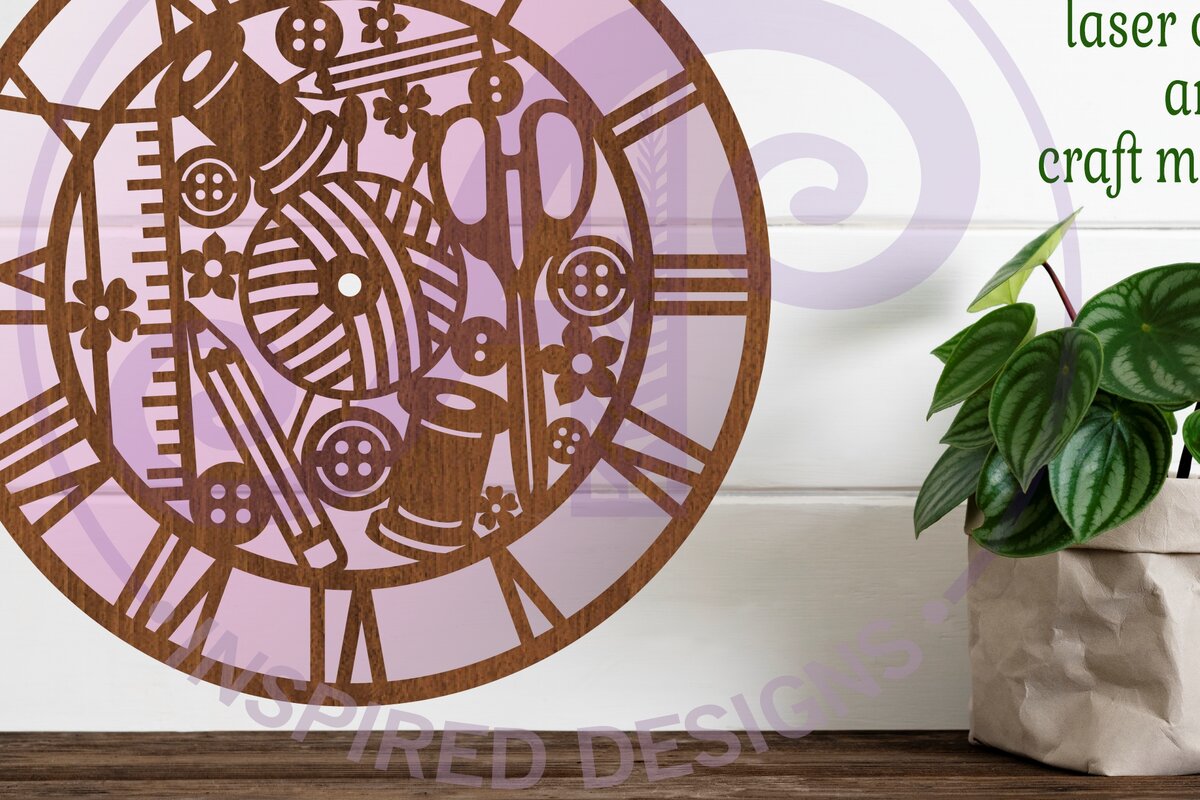 Intra απο ξύλο plywood 3mm-4mm πάχος – Ράψιμο ρολόι τοίχου με κομμένα αρχεία με λέιζερ, Δίασταση  40x30 cm INTRAFABR-85075061