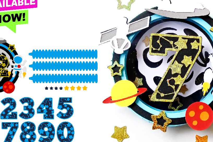 Σετ των 2 Intra απο ξύλο plywood 3mm-4mm πάχος – Shaker Cake Topper Outer Space Δίασταση  20x20 cm INTRAFABR-70284842