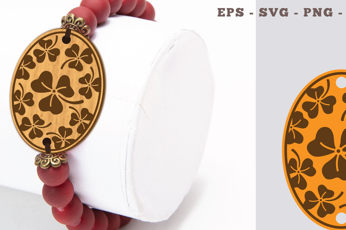 Σετ των 3 Intra απο ξύλο plywood 3mm-4mm πάχος – Βραχιόλι κοπής με λέιζερ τριφύλλι Δίασταση  20x20 cm INTRAFABR-104775374