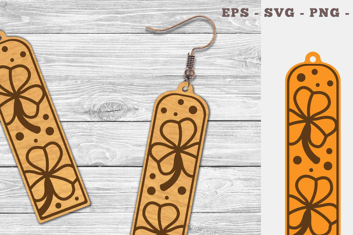 Σετ των 3 Intra απο ξύλο plywood 3mm-4mm πάχος – Shamrock Leaves Σκουλαρίκια κομμένα με λέιζερ Δίασταση  5x5 cm INTRAFABR-103064873