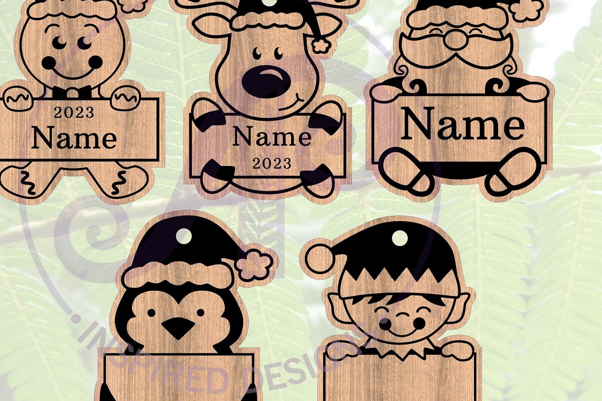 Σετ των 2 Intra απο ξύλο plywood 3mm-4mm πάχος – Σχηματισμένο χριστουγεννιάτικο στολίδι με όνομα αρχείο Δίασταση  20x20 cm INTRAFABR-68597795