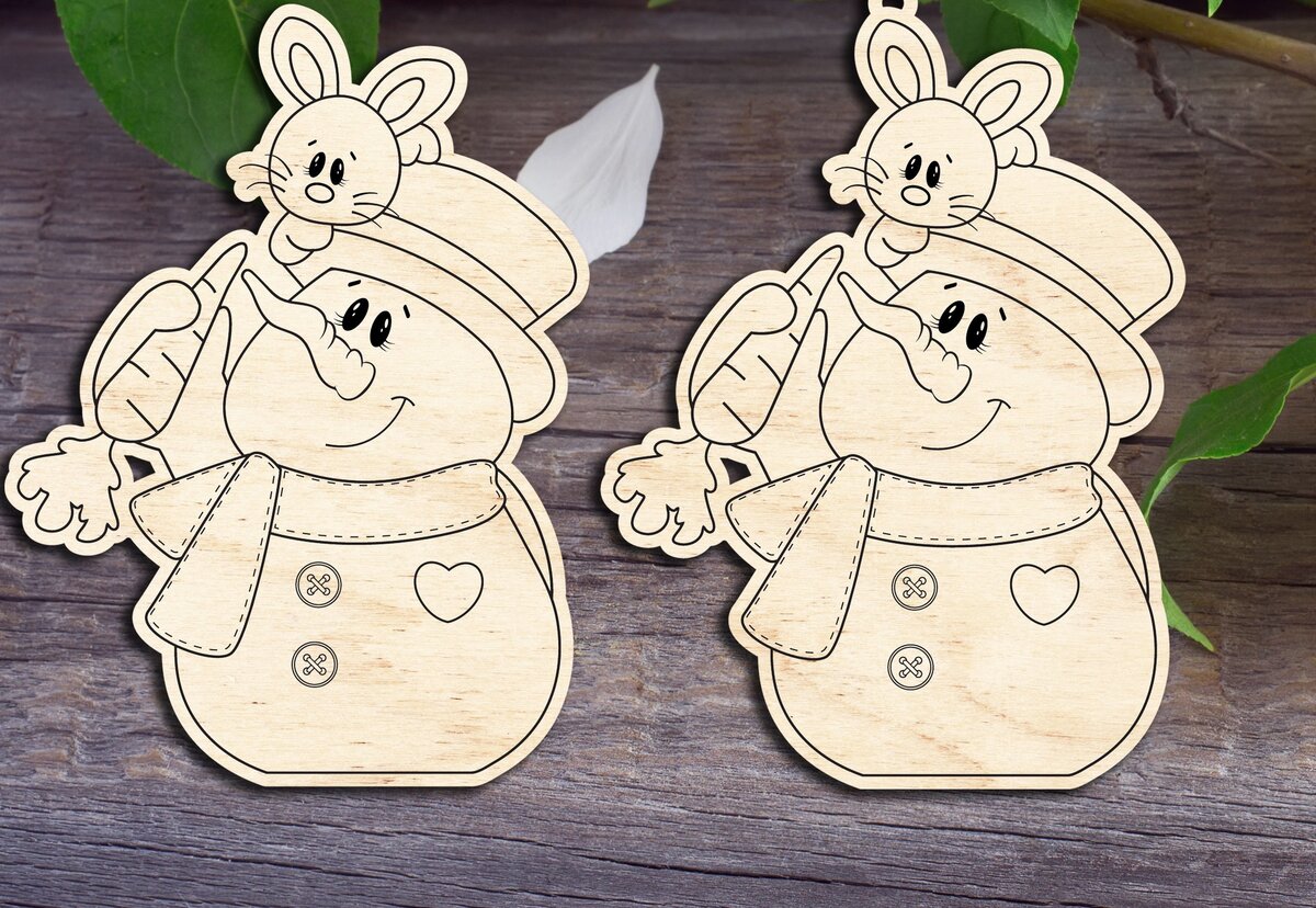 Σετ των 2 Intra απο ξύλο plywood 3mm-4mm πάχος – Κοινή χρήση χιονάνθρωπου Δίασταση  20x20 cm INTRAFABR-30788351