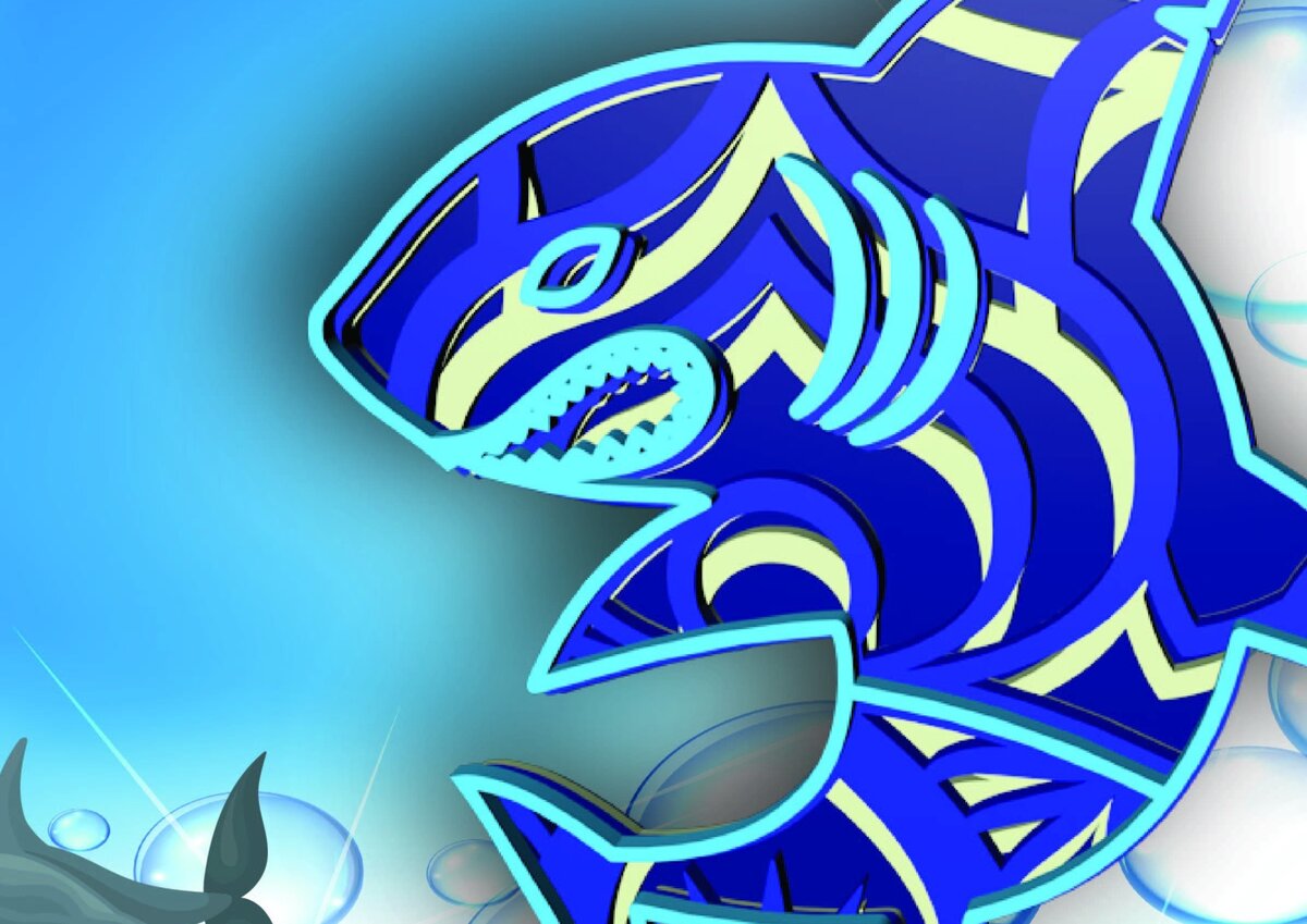 Σετ των 2 Intra απο ξύλο plywood 3mm-4mm πάχος – Shark 3D, 4 Layers, Mandala Δίασταση  20x20 cm INTRAFABR-31142461