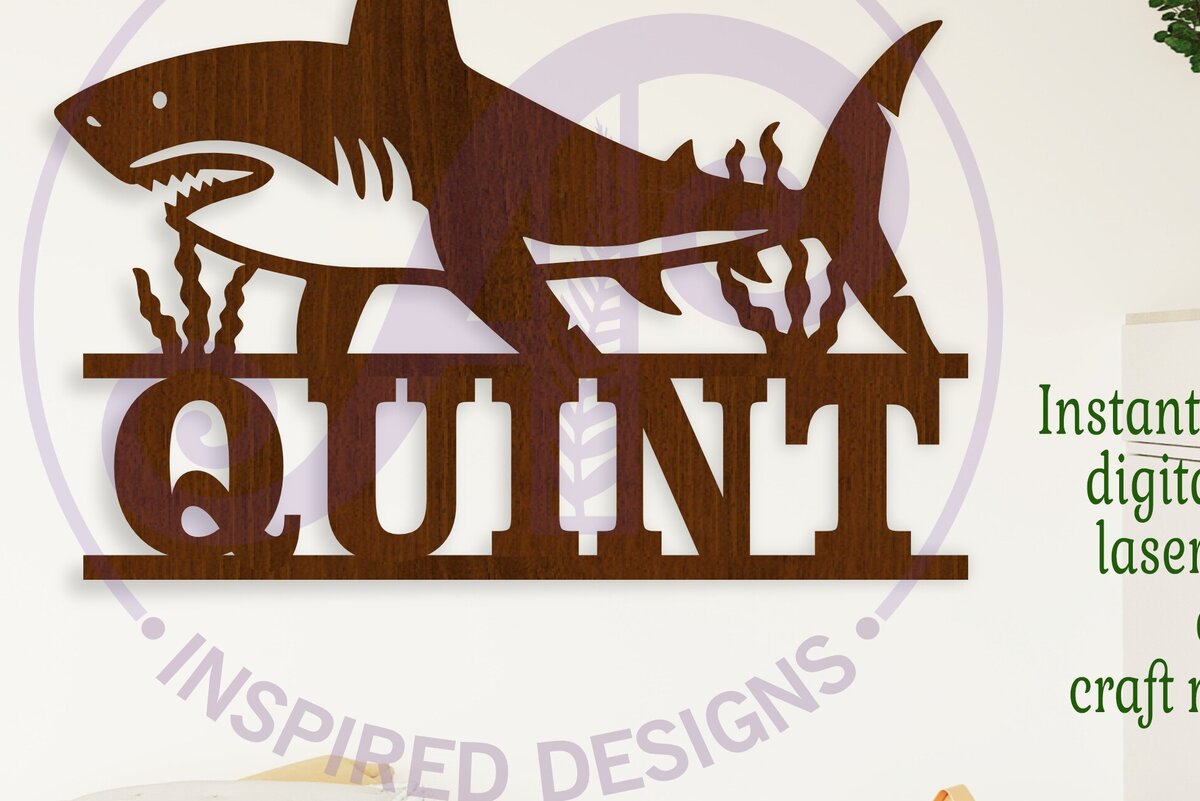 Intra απο ξύλο plywood 3mm-4mm πάχος – Αρχείο κοπής με λέιζερ Sign Name Shark Δίασταση  40x30 cm INTRAFABR-113731609