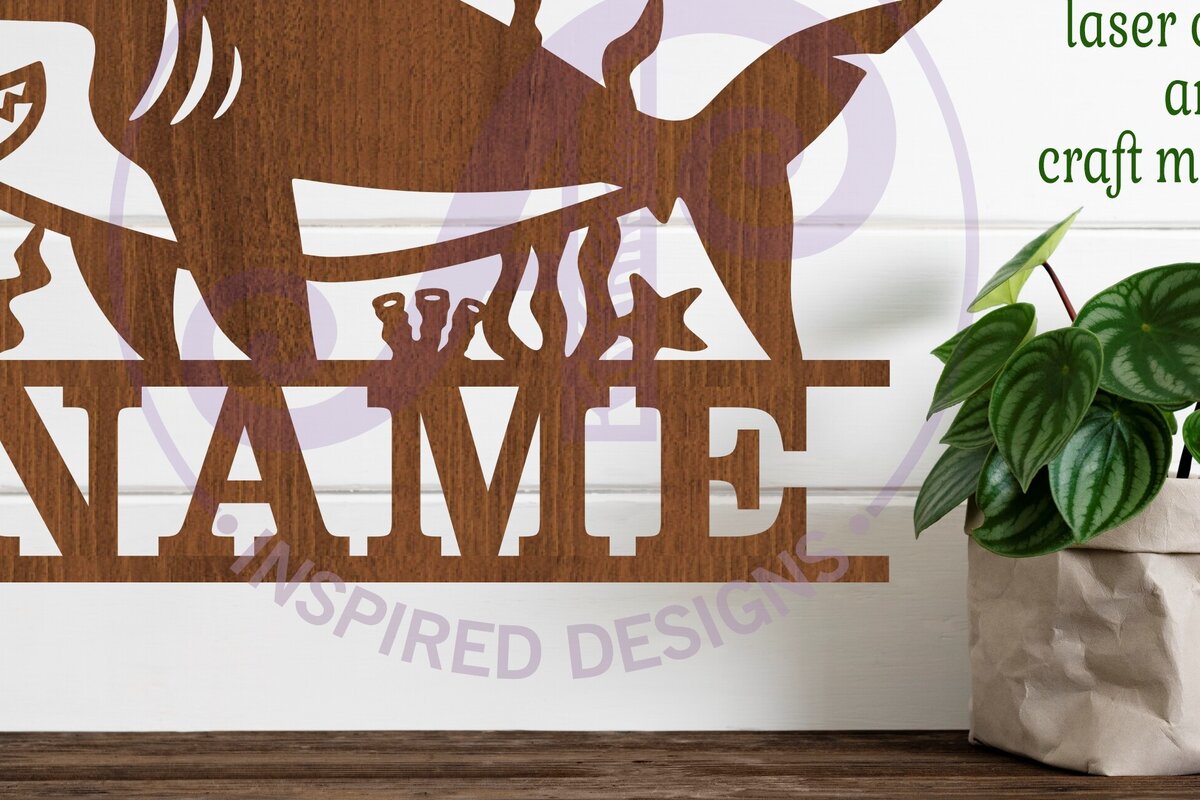 Intra απο ξύλο plywood 3mm-4mm πάχος – Αρχείο κοπής με λέιζερ Sign Name Shark Δίασταση  40x30 cm INTRAFABR-101869879