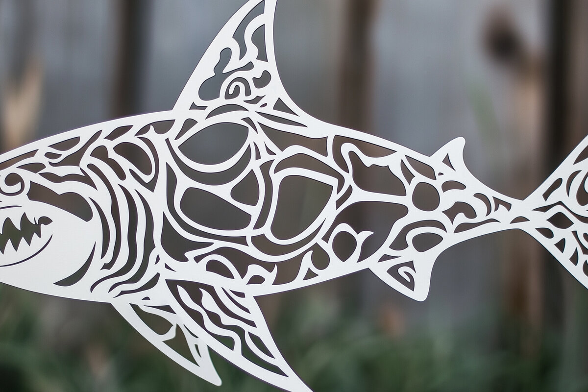 Σετ των 2 Intra απο ξύλο plywood 3mm-4mm πάχος – Πρότυπο κοπής χαρτιού Shark/λέιζερ Δίασταση  20x20 cm INTRAFABR-104416727